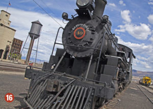 Close up of steam locomotive